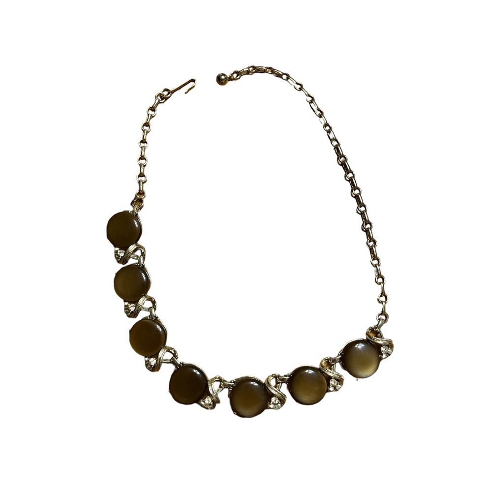 Vintage Coro Gold Tone Brown Thermoset Necklace, Earrings, and Bracelet Set - Picture 4 of 8